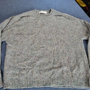 Antartex Vintage Pure New Wool Crewneck Sweater Grey Marled L Woolmark